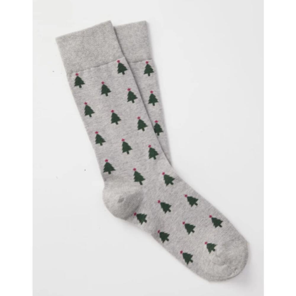UNTUCKit Grey Green Christmas Tree Socks- One Size - New